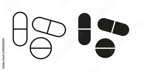 Medicine pills icon. simple thin line icon vector illustration pack on white