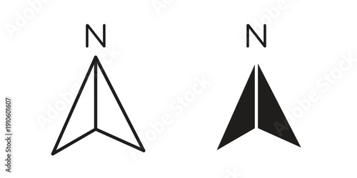 North icon. simple thin line icon vector illustration pack on white