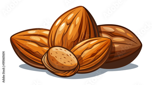 Pile of Almond Nuts Illustration Isolated on White