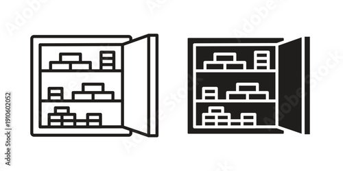 Open safe icon. simple thin line icon vector illustration pack on white