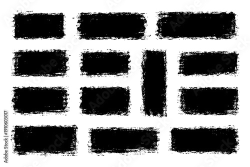 Abstract grunge brush strokes texture in black and white.