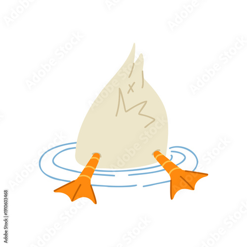 Cute goose floating upside down. Playful farm bird character with funny pose. Vector flat illustration for kids design, stickers, prints, packaging and nursery decor