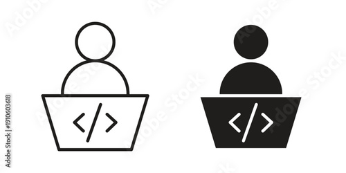 Programmer icon. simple thin line icon vector illustration pack on white