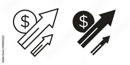Profit growth icon. simple thin line icon vector illustration pack on white
