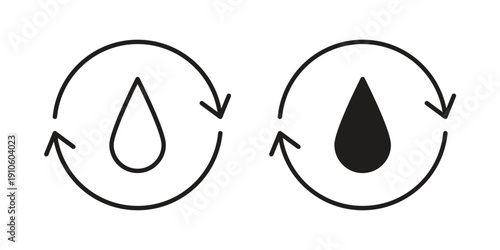 Recycle water icon. simple thin line icon vector illustration pack on white