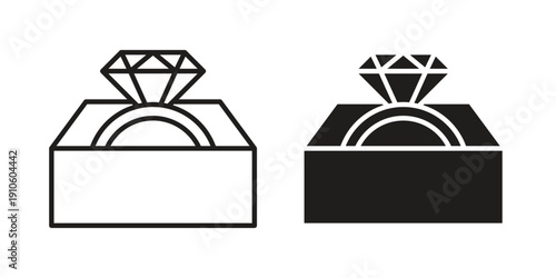 Ring box icon. simple thin line icon vector illustration pack on white