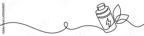 Vector pencil drawing illustration of battery with leaf icon. Hand drawn style design of save and renewable energy symbol with line. Eco friendly energy and technology icon for ecological power
