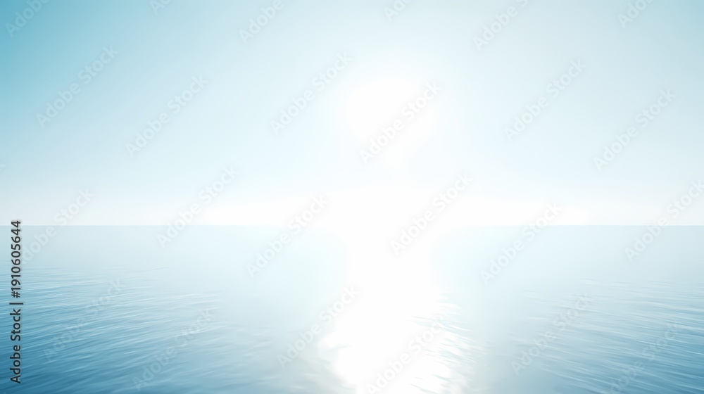 Obraz premium Bright White Sun Reflection on Blue Ocean Water with Clear Sky Background
