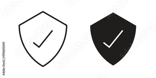 Shield check icon. simple thin line icon vector illustration pack on white