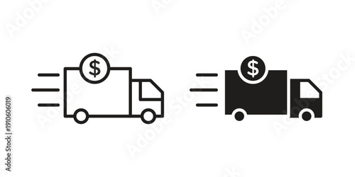 Shipping charges icon. simple thin line icon vector illustration pack on white