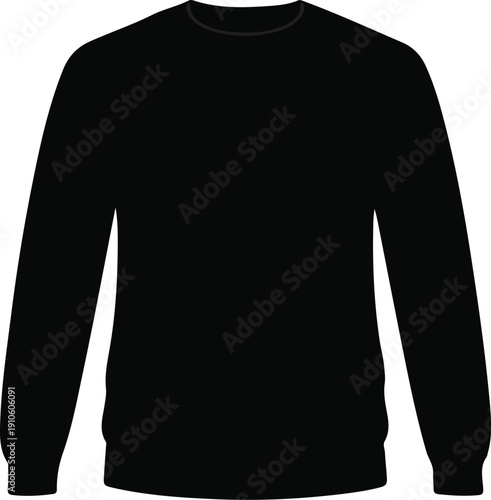 A classic longsleeved black crew neck sweatshirt isolated on a transparent background