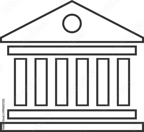 Simple outline of a classical building with columns, representing government or education