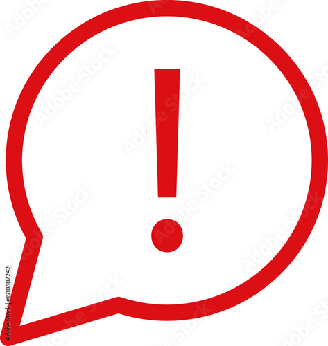 Red exclamation mark inside a speech bubble icon symbolizing a warning or important notification