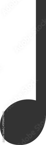 A simple, dark gray eighth note symbol on a black background, representing music and sound