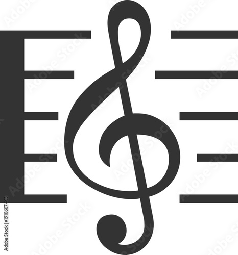Elegant treble clef symbol on a musical staff, representing classical music and harmony