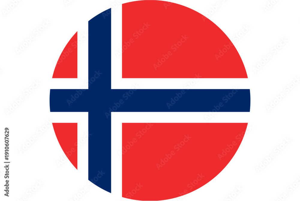 Fototapeta premium Circular Norwegian flag emblem with a clean, modern design and vibrant colors