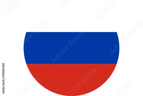 Circular Russian flag emblem with white, blue, and red horizontal stripes