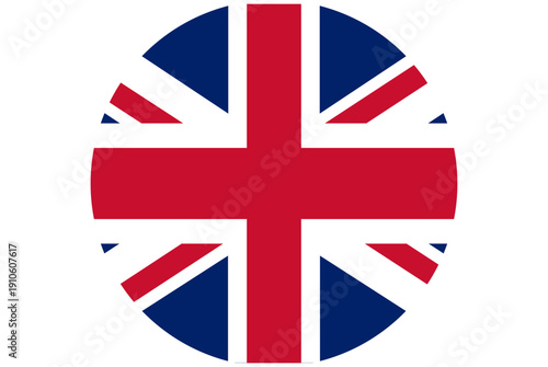 Circular Union Jack flag emblem representing the United Kingdom and British identity