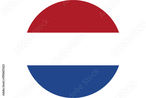 Circular Dutch flag emblem representing national pride and patriotism for the Netherlands