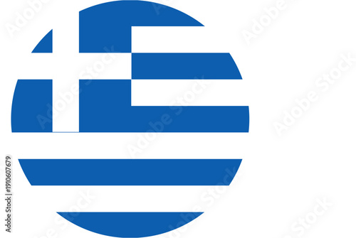 Greek flag emblem in a circle, representing national pride and European identity