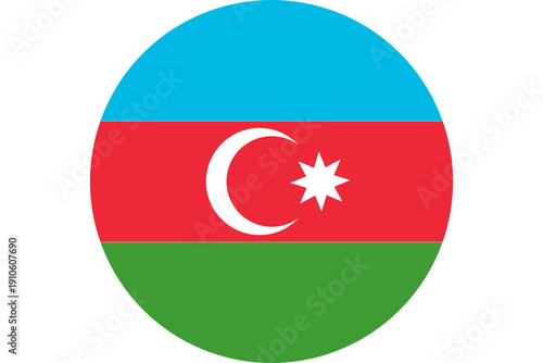 Azerbaijan flag emblem in a circle, representing national pride and identity