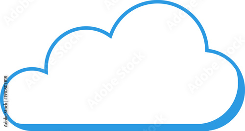 Simple blue cloud outline on a black background, representing technology and data storage