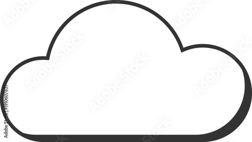 Simple black cloud outline icon representing weather or data storage concepts