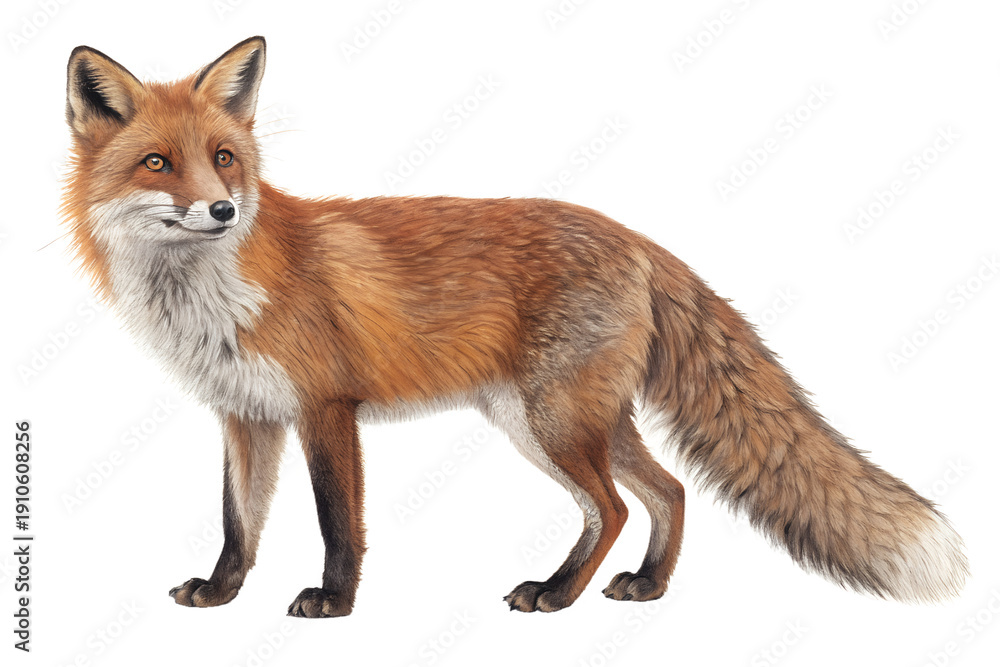 Obraz premium Realistic Fox Isolated on White Background