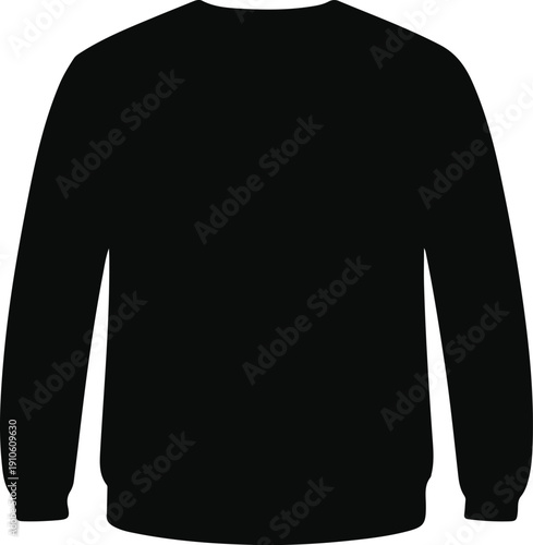 A plain black longsleeved sweater isolated on a transparent background for design purposes