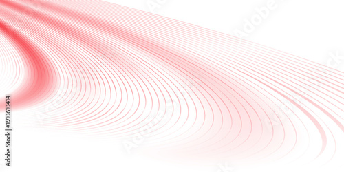 Red shiny sparks of spiral wave. A curved bright line of speed is spinning. Shiny wavy path. Rotating dynamic neon circle. Magic red swirl with highlights.