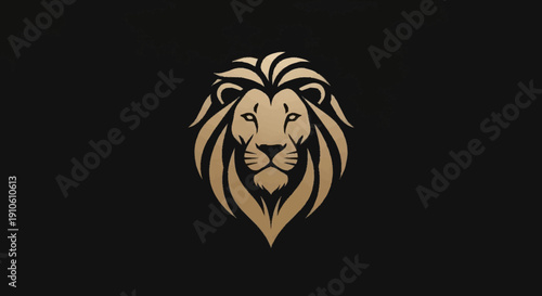 Majestic Lion Head Emblem with Golden Mane.