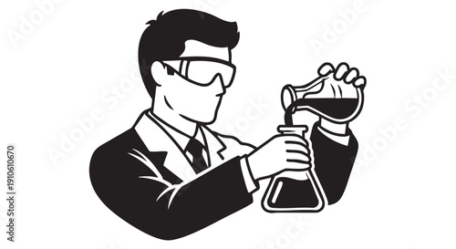 Scientist examining a chemical reaction in a laboratory setting from a close-up viewpoint