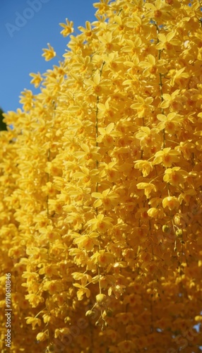 Wallpaper Mural Vibrant Yellow Daffodil Flowers Cascading Against a Clear Blue Sky on a Sunny Day Torontodigital.ca