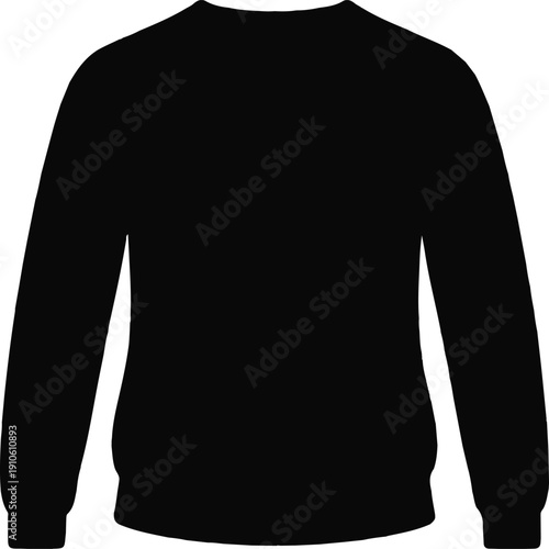 A simple black crew neck long sleeve sweatshirt isolated on a transparent background
