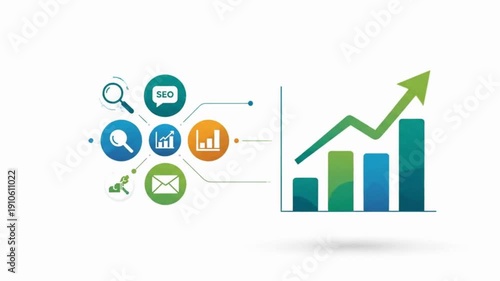 Digital Marketing Intro, Animated intro with icons, infographics, and upward-moving charts, ideal for marketing firms or business channels