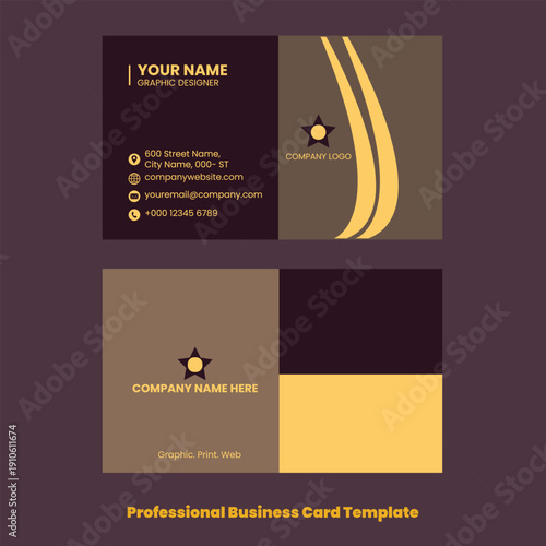 Creative Modern professional drak black and gold colourfull  Standard Business card Simple Template.