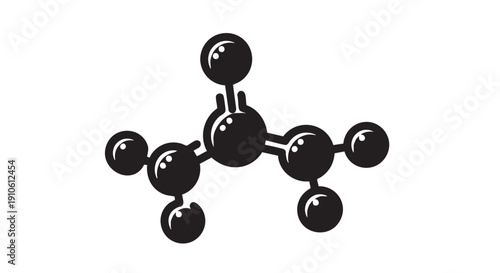 A black and white illustration of a methane molecule model displayed against a plain background