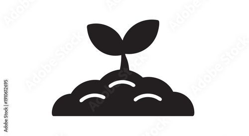 A seedling emerging from the soil, a symbol of growth and new life, depicted in a simple illustration.
