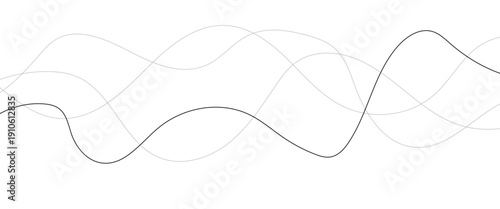 Technology abstract lines on white background. Undulate Grey Wave Swirl, frequency sound wave, twisted curve lines with blend effect