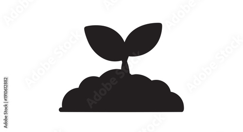 Young seedling emerging from soil in a simple illustration