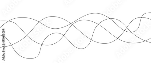 Technology abstract lines on white background. Undulate Grey Wave Swirl, frequency sound wave, twisted curve lines with blend effect