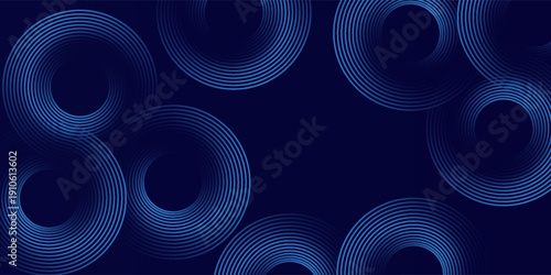 Abstract blue background with glowing curved lines. Shiny blue swirl curve lines design. Spiral lines. Geometric oval pattern. Futuristic technology
