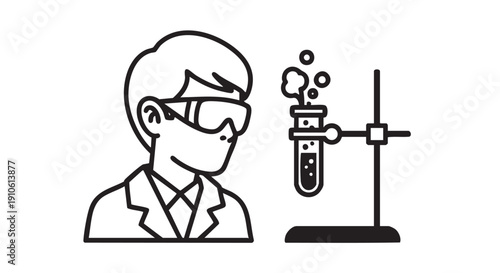 Scientist Conducting Experiment in Laboratory Setting with Test Tube and Equipment