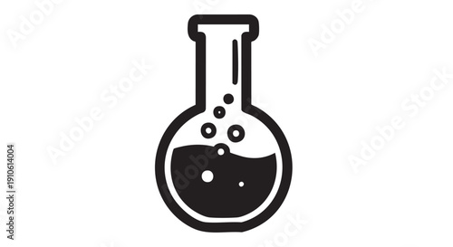 Laboratory Flask with Liquid and Bubbles Illustration