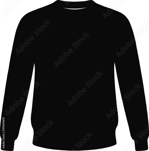 Minimalist black longsleeved crewneck sweater isolated on a white background for design purposes