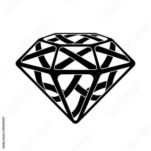 Abstract Diamond Geometric Pattern Black and White Vector Illustration