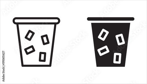 Trash can icon set. Trash can, trash can icon, trash can sign, trash can symbol collection. Editable outline. Line and flat styles. Vector illustration.