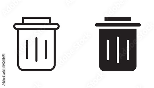 Trash can icon set. Trash can, trash can icon, trash can sign, trash can symbol collection. Editable outline. Line and flat styles. Vector illustration.