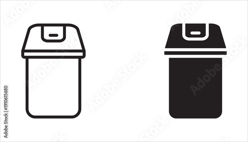 Trash can icon set. Trash can, trash can icon, trash can sign, trash can symbol collection. Editable outline. Line and flat styles. Vector illustration.