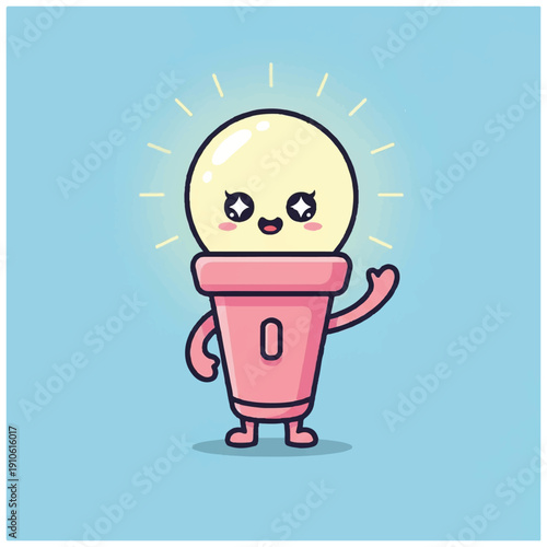 Cartoon Light Bulb Character Pink Container.